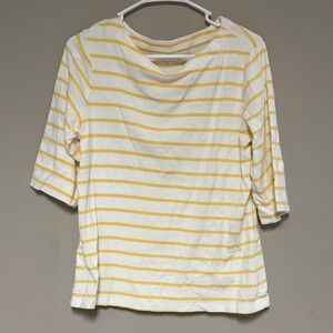 Yellow and White Striped Long Sleeve Top